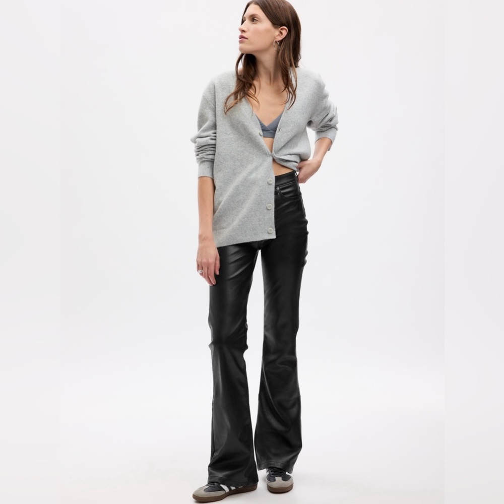 GAP High Rise Vegan Leather Black Flare Pants